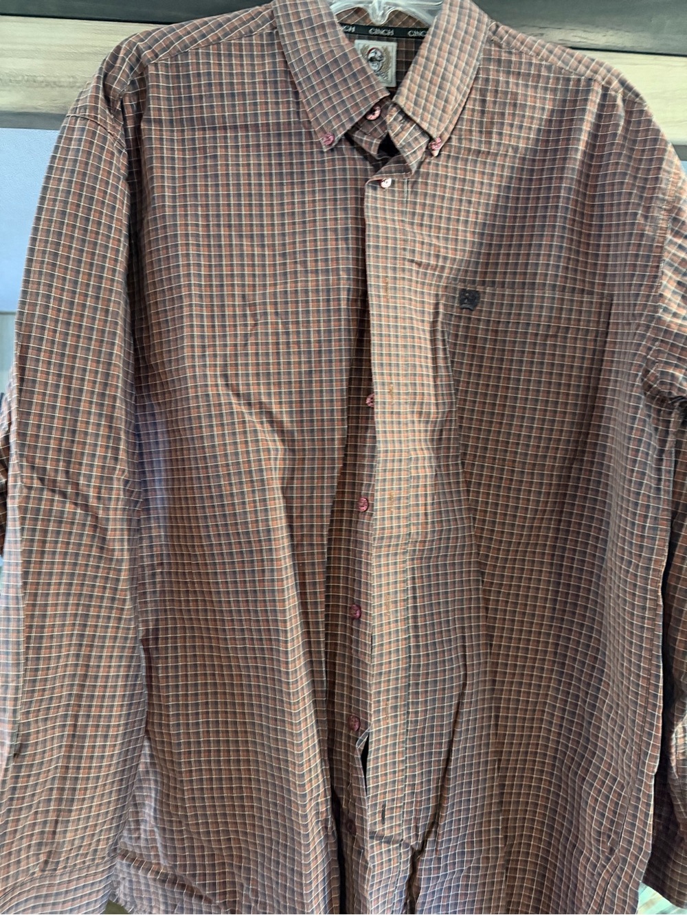 Cinch Men's Brown and Blue Plaid Button-Down Shirt